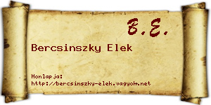 Bercsinszky Elek névjegykártya